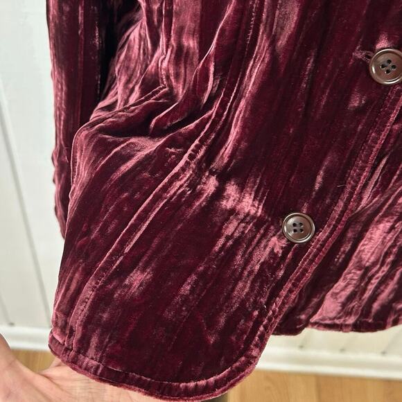 Chicos Women Long Sleeve Blazer Jacket Burgundy Holiday Fairy Goth Size Medium - Picture 3 of 8